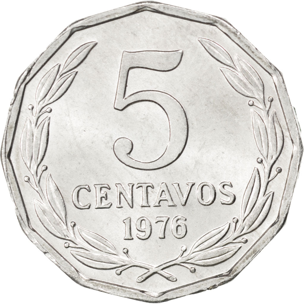 CHILE, 5 Centavos, 1976, KM #204a, MS(63), Aluminum, 21.6, 1.54