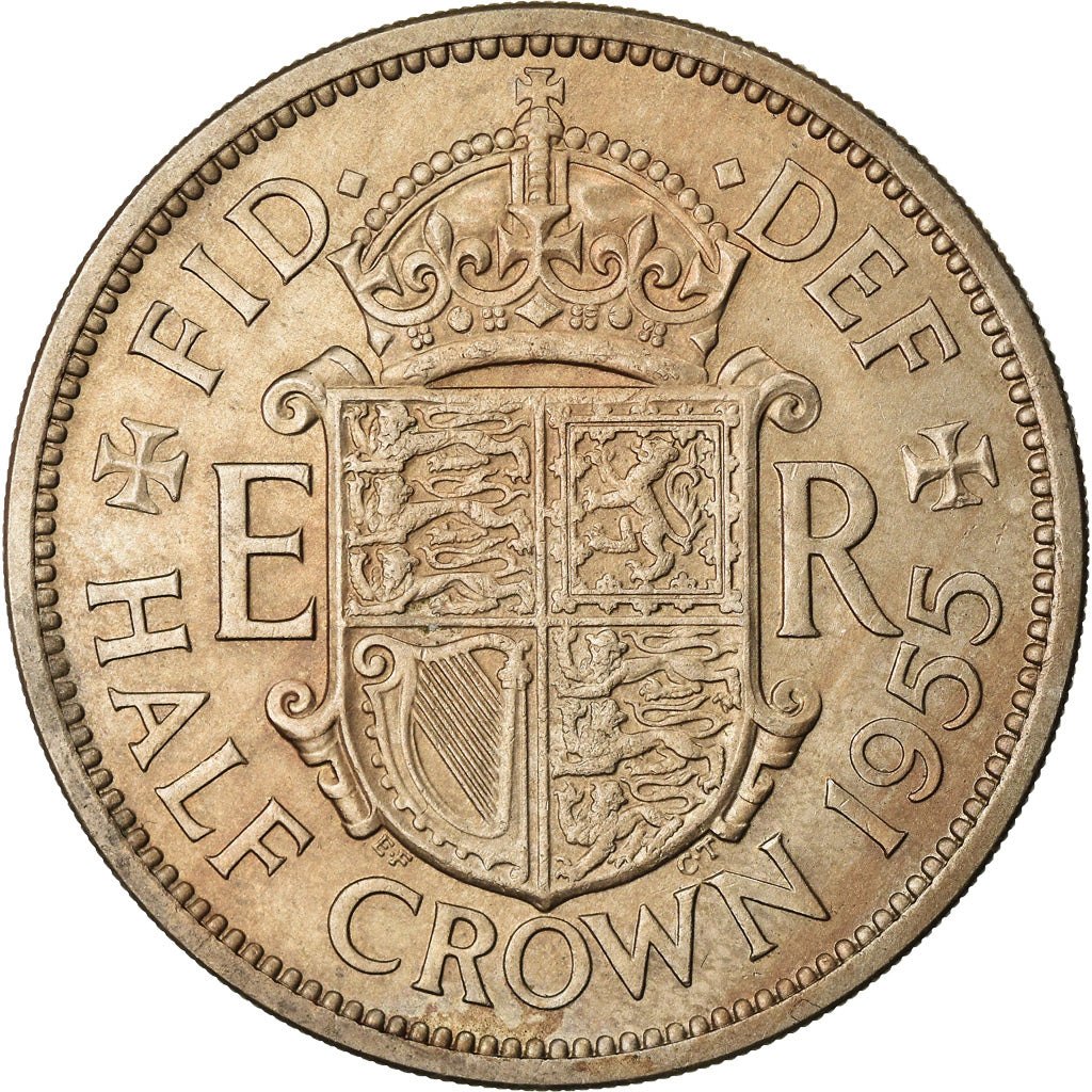 Monnaie, Grande-Bretagne, Elizabeth II, 1/2 Crown, 1955, SUP, Copper-nickel
