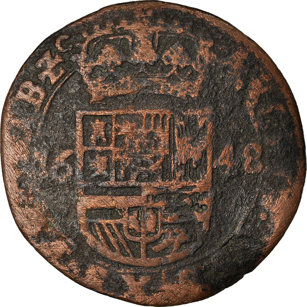 Monnaie, Pays-Bas espagnols, BRABANT, Philippe IV, Liard, 12 Mites, 1648