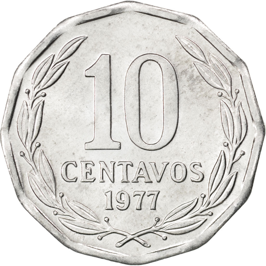 CHILE, 10 Centavos, 1977, KM #205a, MS(63), Aluminum, 23.75, 1.98