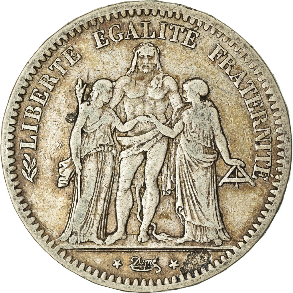 Moneda, Francia, Hercule, 5 Francs, 1848, Paris, BC+, Plata, KM:756.1