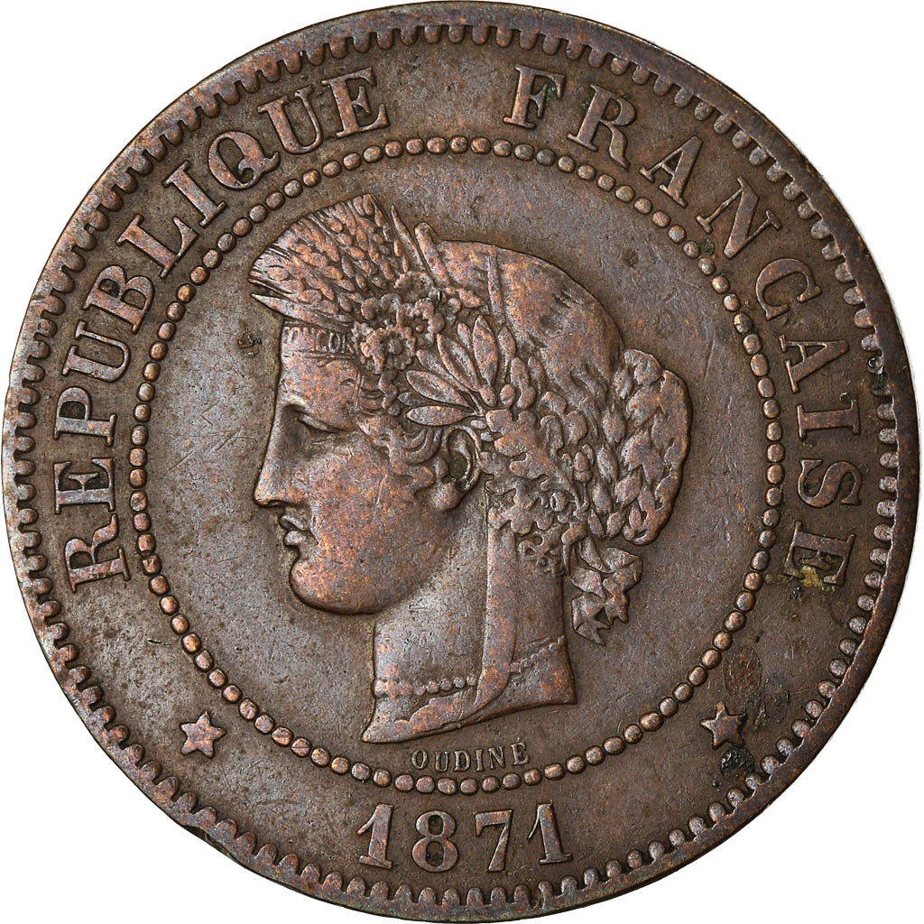 Münze, Frankreich, Cérès, 5 Centimes, 1871, Paris, SS, Bronze, KM:821.1