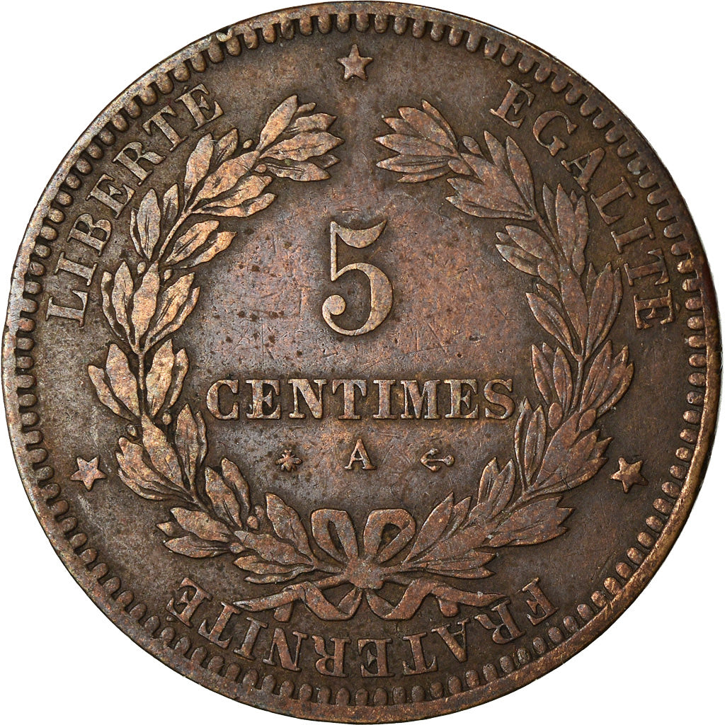 Münze, Frankreich, Cérès, 5 Centimes, 1871, Paris, SS, Bronze, KM:821.1