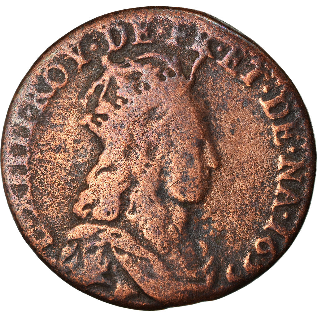 Münze, Frankreich, Louis XIV, Liard de France au buste juvénile, deuxième