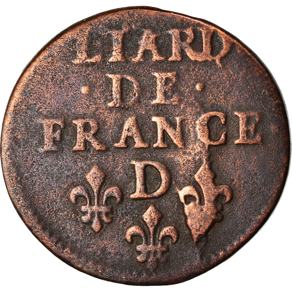 Münze, Frankreich, Louis XIV, Liard de France au buste juvénile, deuxième