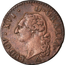 Monnaie, France, Louis XVI, Sol ou sou, Sol, 1791, Orléans, TTB, Cuivre