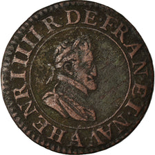Moneda, Francia, Henri IV, Double Tournois, 1606, Paris, BC+, Cobre, CGKL:222
