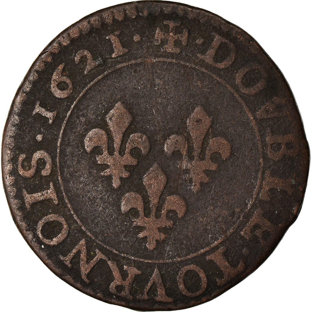 Moneda, Francia, Louis XIII, Double tournois, buste juvénile, Double Tournois