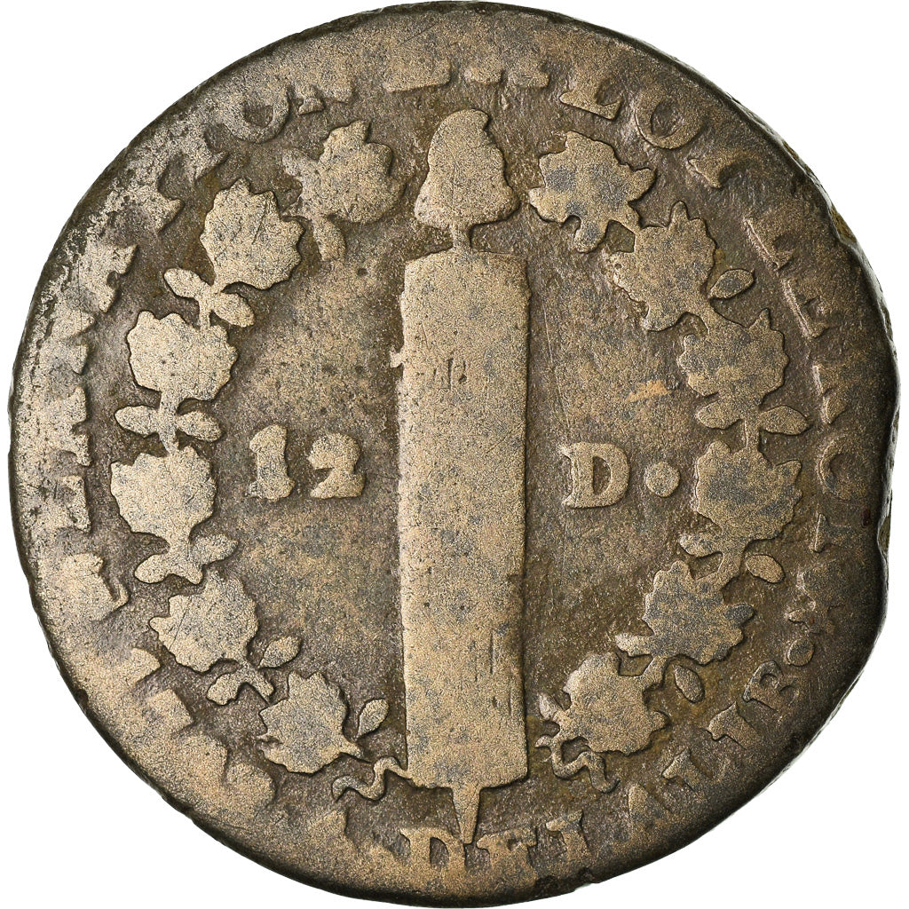 Munten, Frankrijk, Louis XVI, 12 Deniers, 1792, Saumur, ZG, Bronze, Gadoury:15