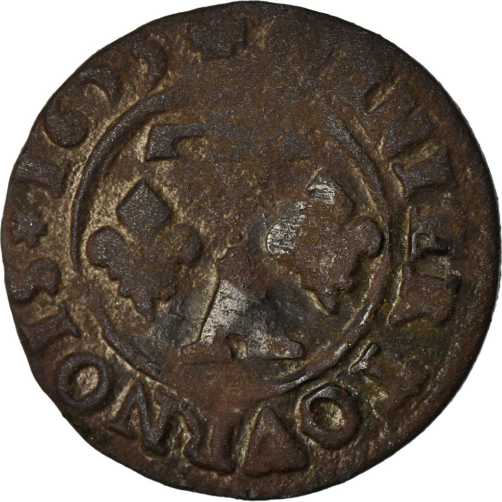 Moneda, Francia, DOMBES, Gaston d'Orléans, Denier Tournois, 1653, Trévoux