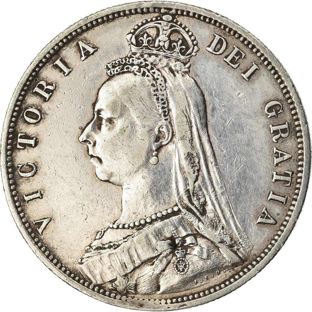 Monnaie, Grande-Bretagne, Victoria, 1/2 Crown, 1887, Londres, TTB, Argent
