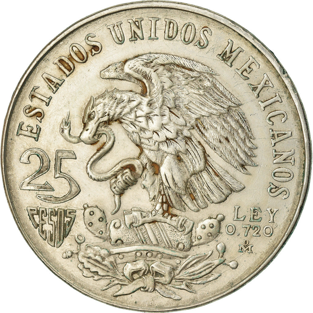 Moneda, México, 25 Pesos, 1968, Mexico City, MBC, Plata, KM:479.1