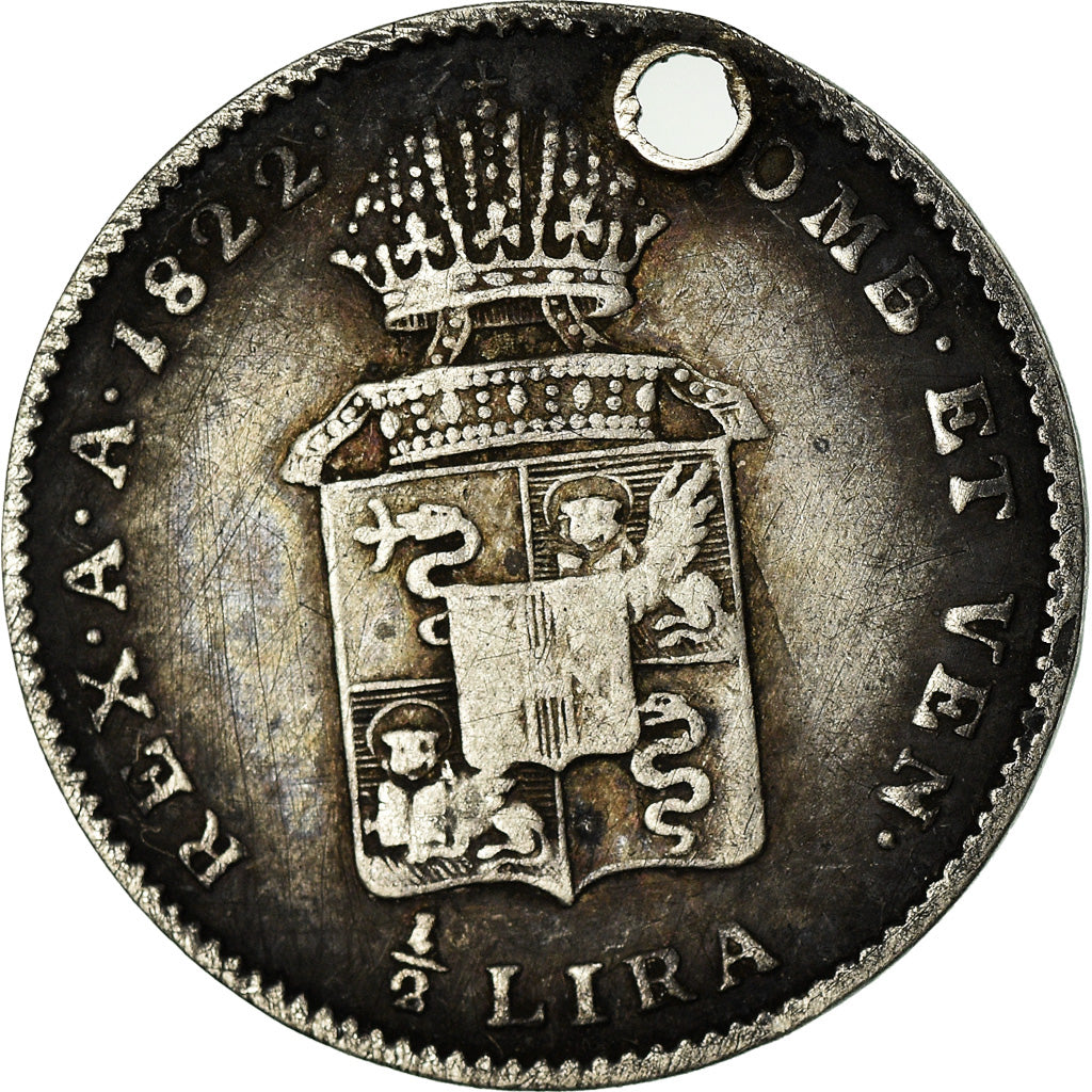 Moneda, Estados italianos, LOMBARDY-VENETIA, Franz II, 1/2 Lira, 1822, Milan