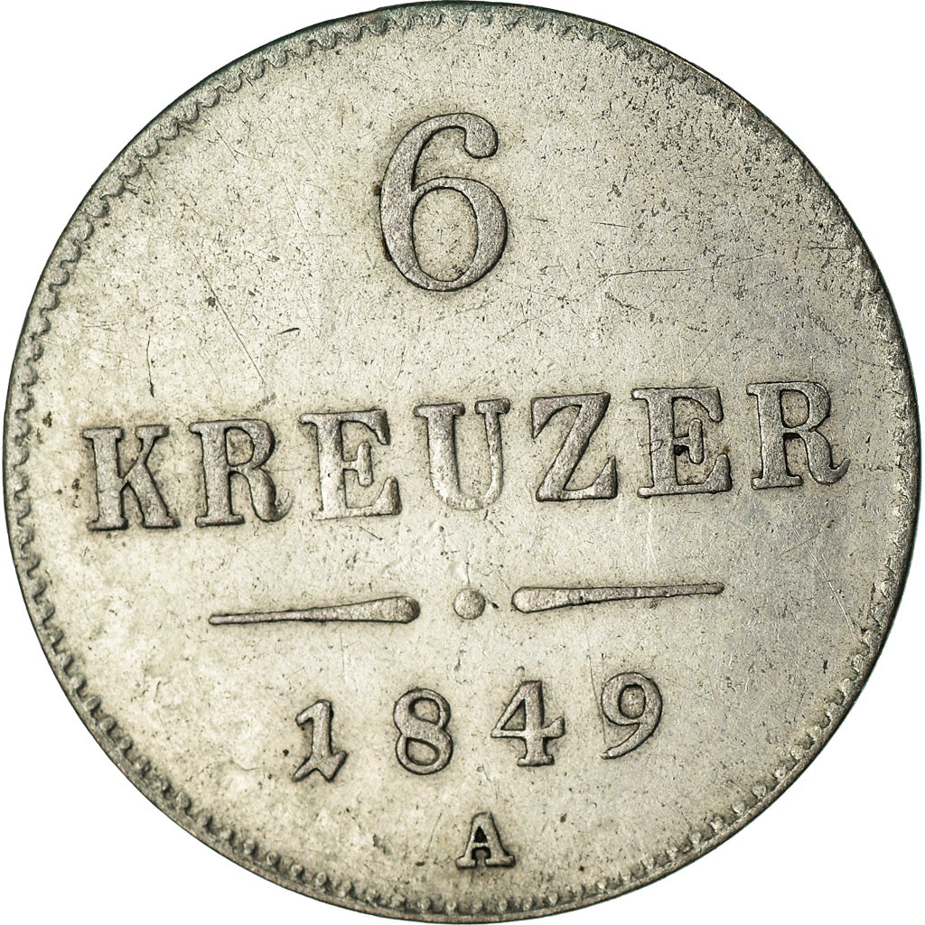 Coin, Austria, Franz Joseph I, 6 Kreuzer, 1849, Vienna, EF(40-45), Silver