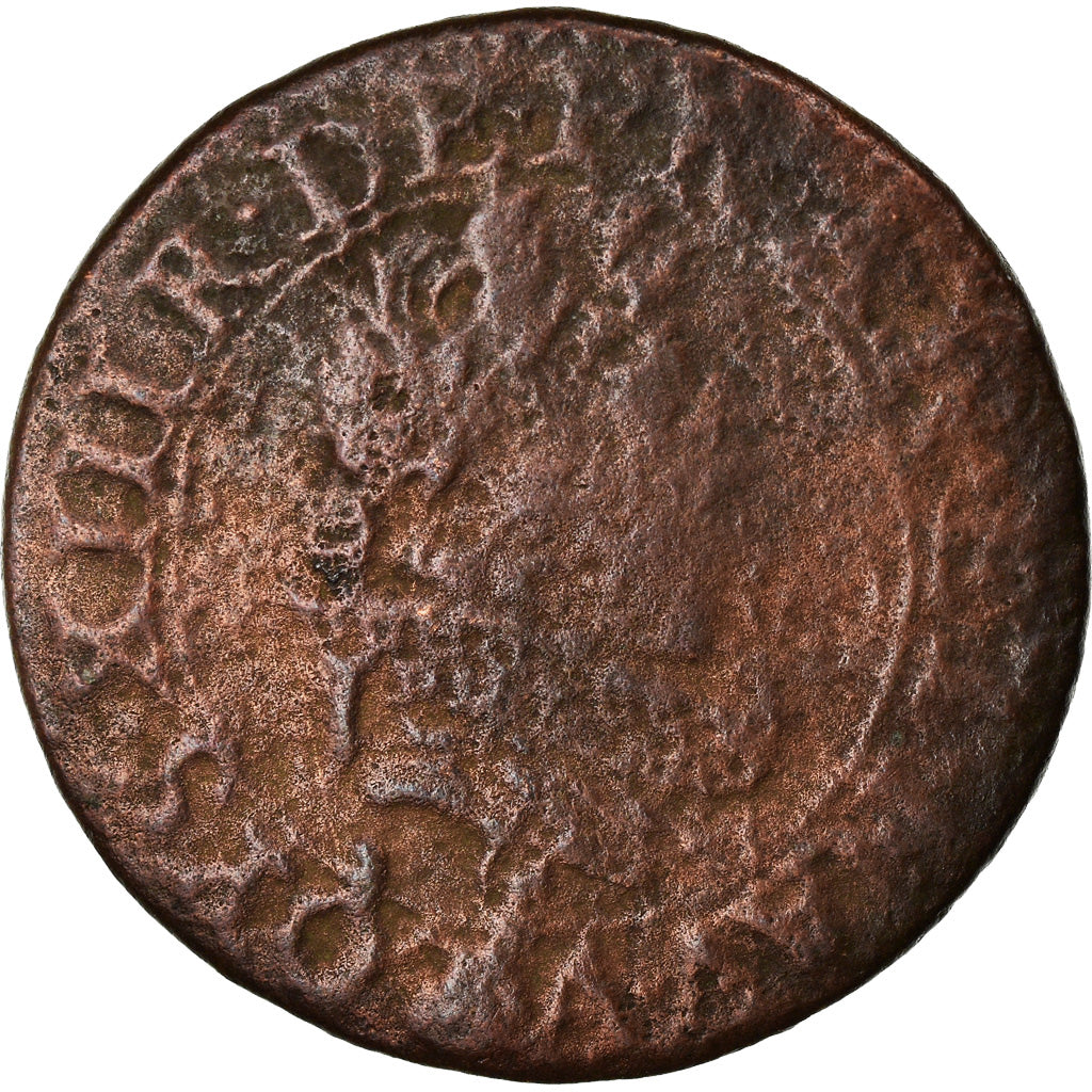 Coin, France, Louis XIII, Double tournois, buste juvénile au col fraisé