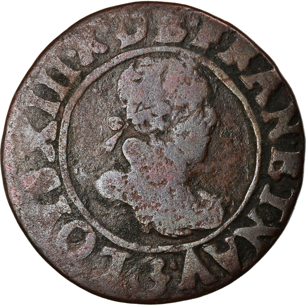 Moneda, Francia, Louis XIII, Double tournois, buste enfantin, Double Tournois