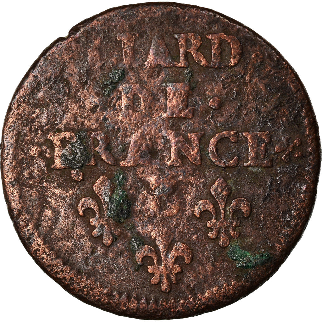 Moneda, Francia, Louis XIV, Liard de France, 1657, Acquigny, BC, Cobre, C2G:42