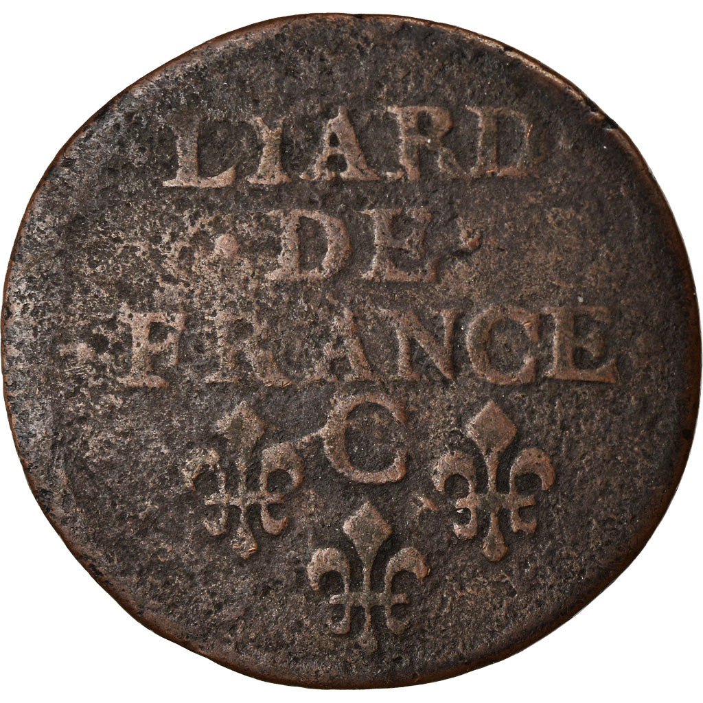 Moneta, Francia, Louis XIV, Liard de France au buste juvénile, deuxième type