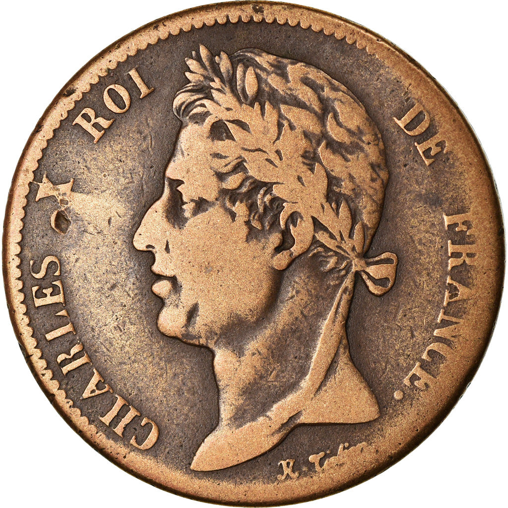 Moneta, Colonie francesi, Charles X, 5 Centimes, 1828, Paris, MB, Bronzo