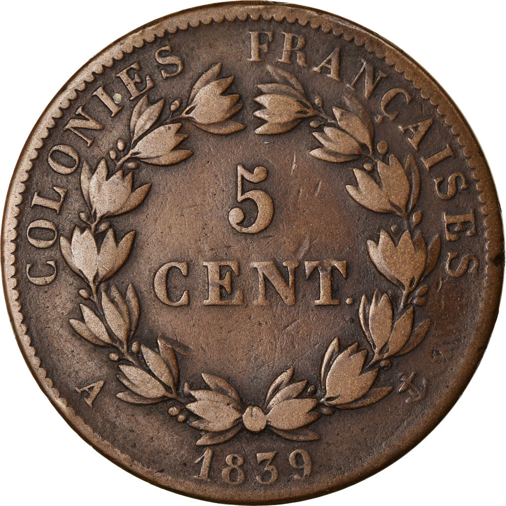 Monnaie, Colonies françaises, Louis - Philippe, 5 Centimes, 1839, Paris, TB+