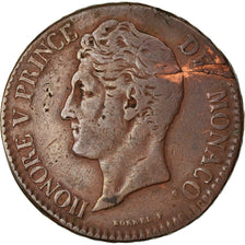 Coin, Monaco, Honore V, 5 Centimes, Cinq, 1837, Monaco, VF(30-35), Cast Brass