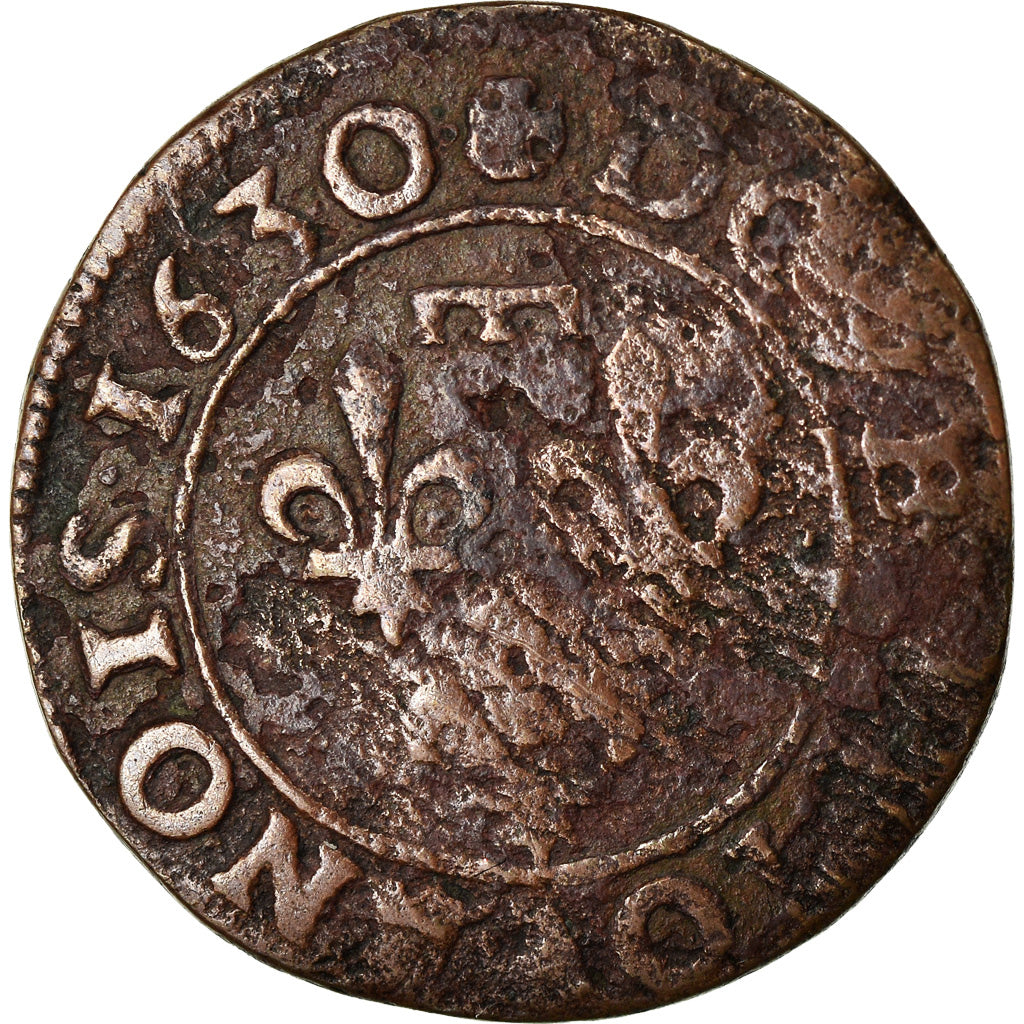 Moneta, Francia, DOMBES, Gaston d'Orléans, Double Tournois, 1630, Trévoux, MB