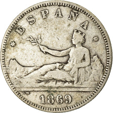 Munten, Spanje, Provisional Government, 2 Pesetas, 1869 (68), Madrid, FR+