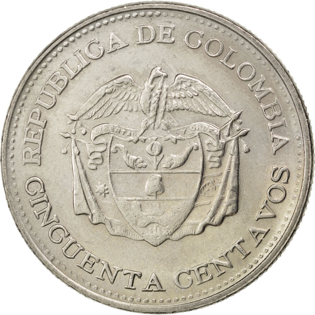 COLOMBIA, 50 Centavos, 1964, KM #217, MS(63), Copper-Nickel, 30.5, 12.63