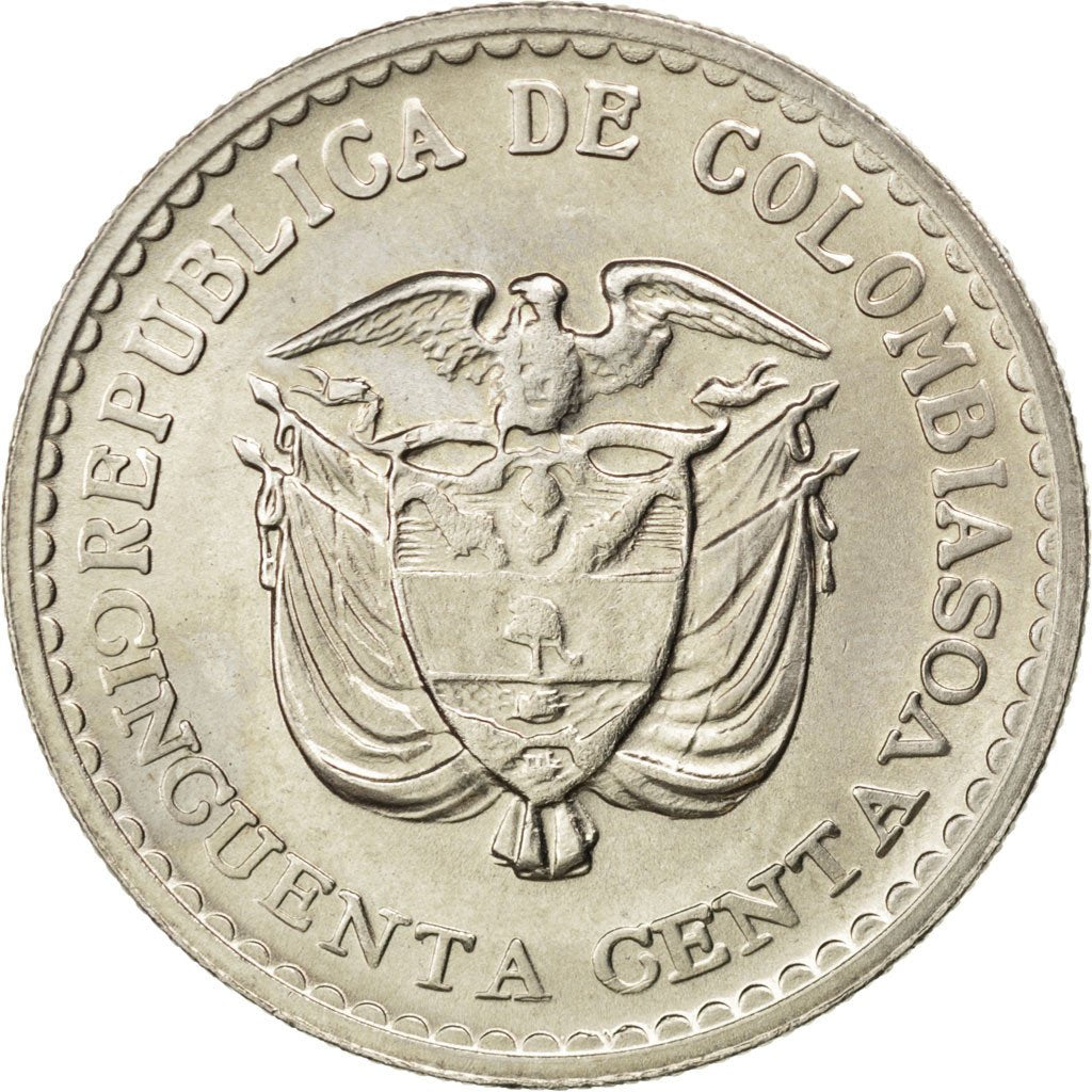COLOMBIA, 50 Centavos, 1965, KM #225, MS(63), Copper-Nickel, 30.5, 12.52