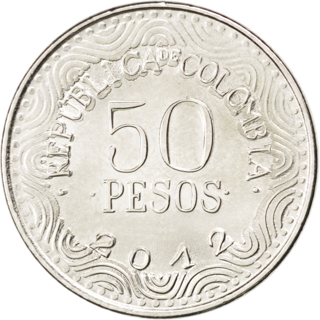 COLOMBIA, 50 Pesos, 2012, KM #295, MS(63), Nickel Plated Steel, 17, 2.01