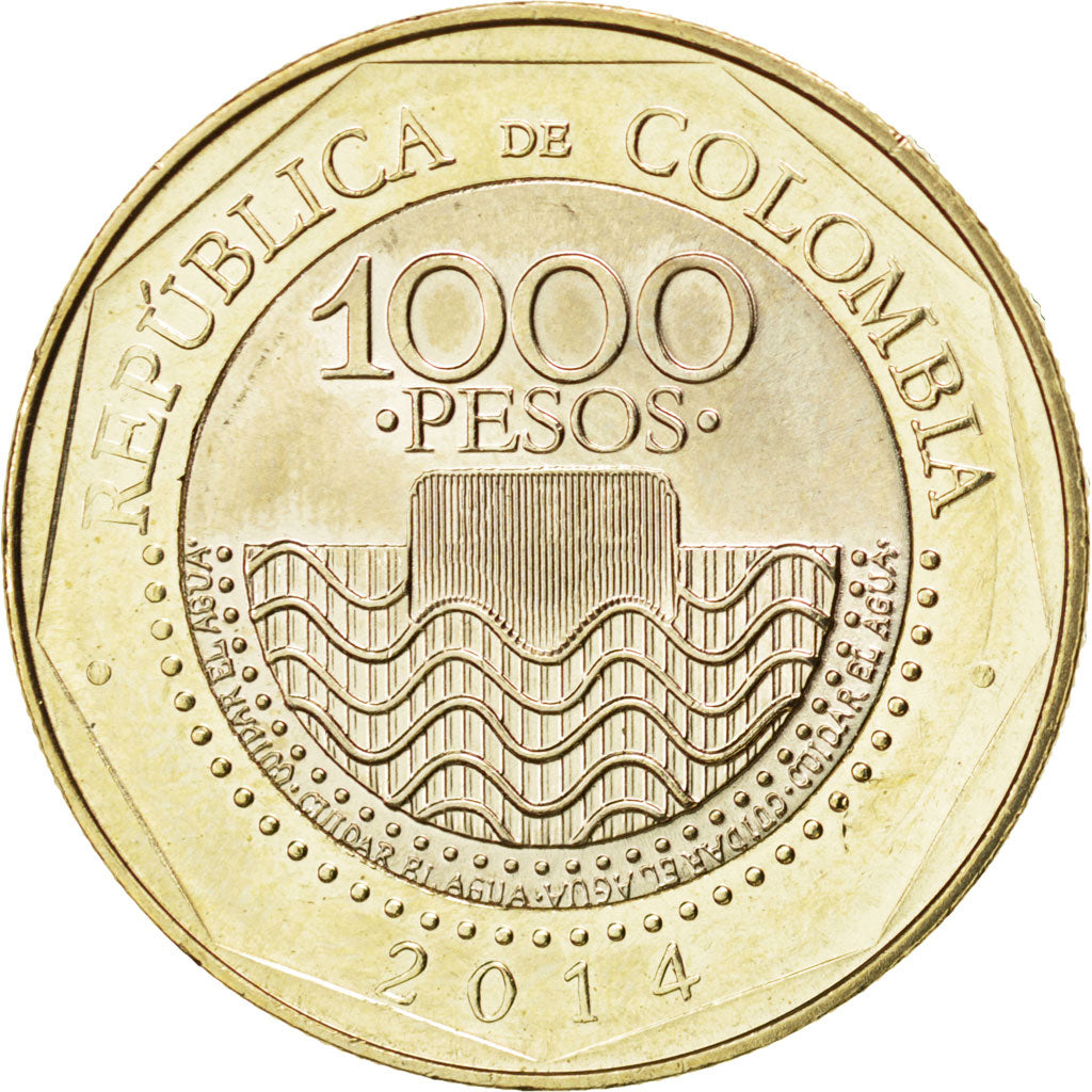 Colombia, 1000 Pesos, 2014, KM #New, MS(63), Bimetallic, 9.76