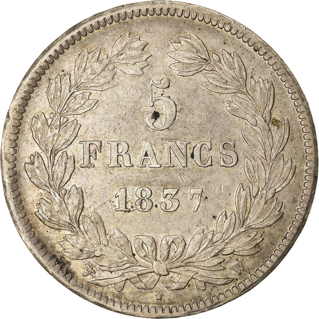 Moneta, Francia, Louis-Philippe, 5 Francs, 1837, Lille, BB, Argento, KM:749.13