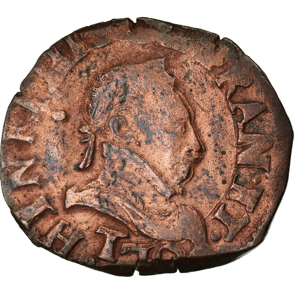 Coin, France, Henri III, Double Tournois, 1584, Nantes, VF(30-35), Copper