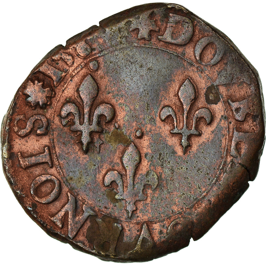 Coin, France, Henri III, Double Tournois, 1584, Nantes, VF(30-35), Copper