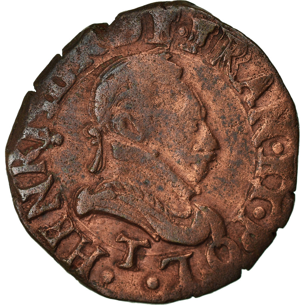 Monnaie, France, Henri III, Double Tournois, 1584, Nantes, TB+, Cuivre, CGKL:74