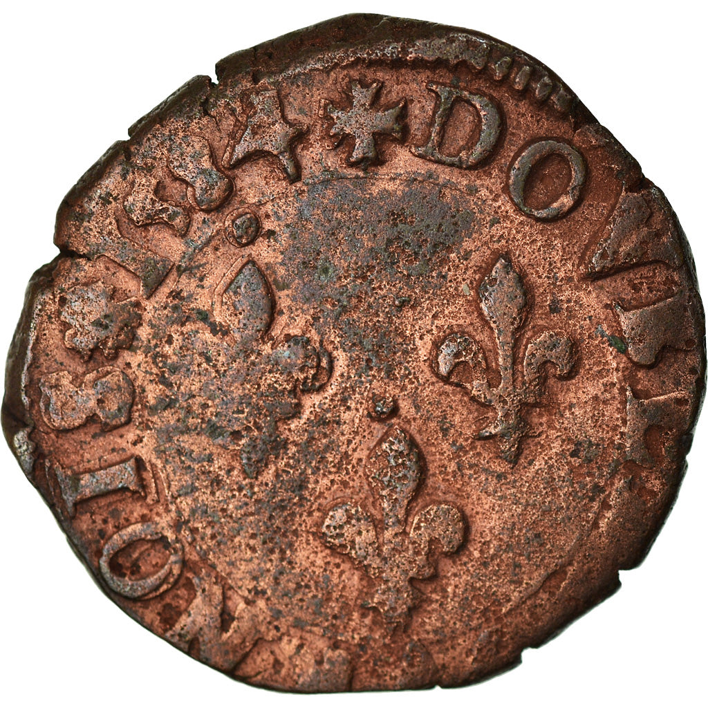 Monnaie, France, Henri III, Double Tournois, 1584, Nantes, TB+, Cuivre, CGKL:74