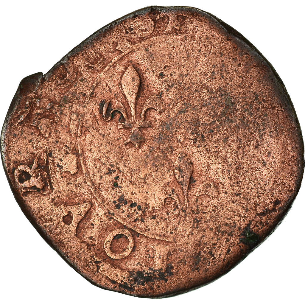 Moneda, Francia, Henri III, Double Tournois, Bourges, BC, Cobre, Sombart:4032