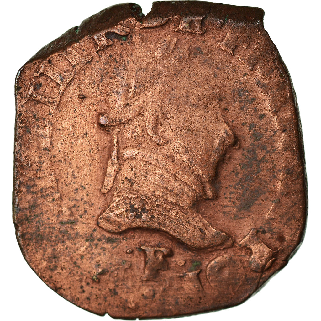Moneda, Francia, Henri III, Double Tournois, 1586, Angers, BC+, Cobre