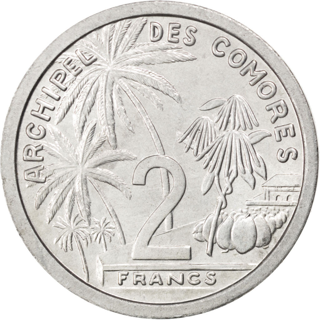 Moneda, Comoras, 2 Francs, 1964, SC, Aluminio, KM:5, Lecompte:35