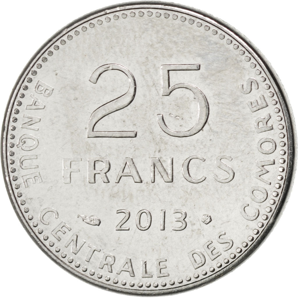 Coin, Comoros, 25 Francs, 2013, MS(63), Steel, KM:New