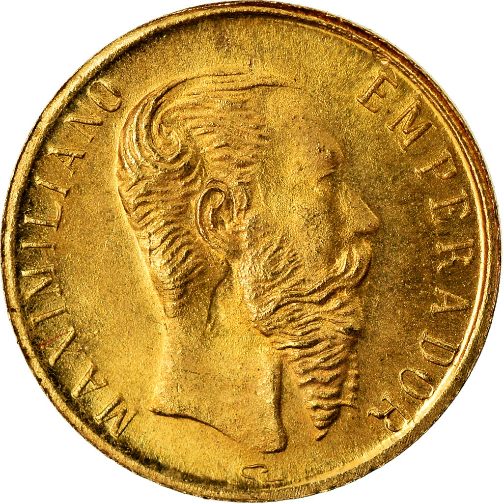 Moneta, Messico, Maximilian, Peso, 1865, Restrike, SPL, Oro