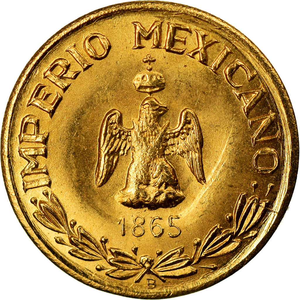 Moneta, Messico, Maximilian, Peso, 1865, Restrike, SPL, Oro
