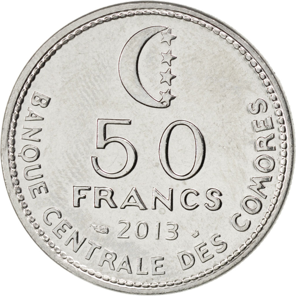 Coin, Comoros, 50 Francs, 2013, MS(63), Nickel plated steel, KM:New