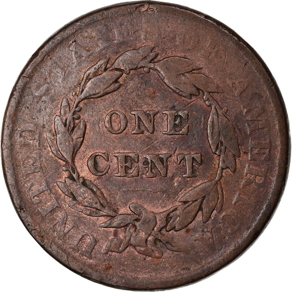 Coin, United States, Coronet Cent, Cent, 1837, U.S. Mint, Philadelphia