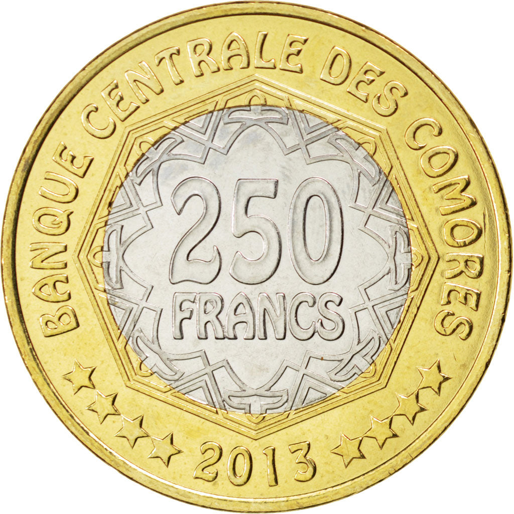 Comore, 250 Francs, 2013, SPL, Bimetallico, KM:New
