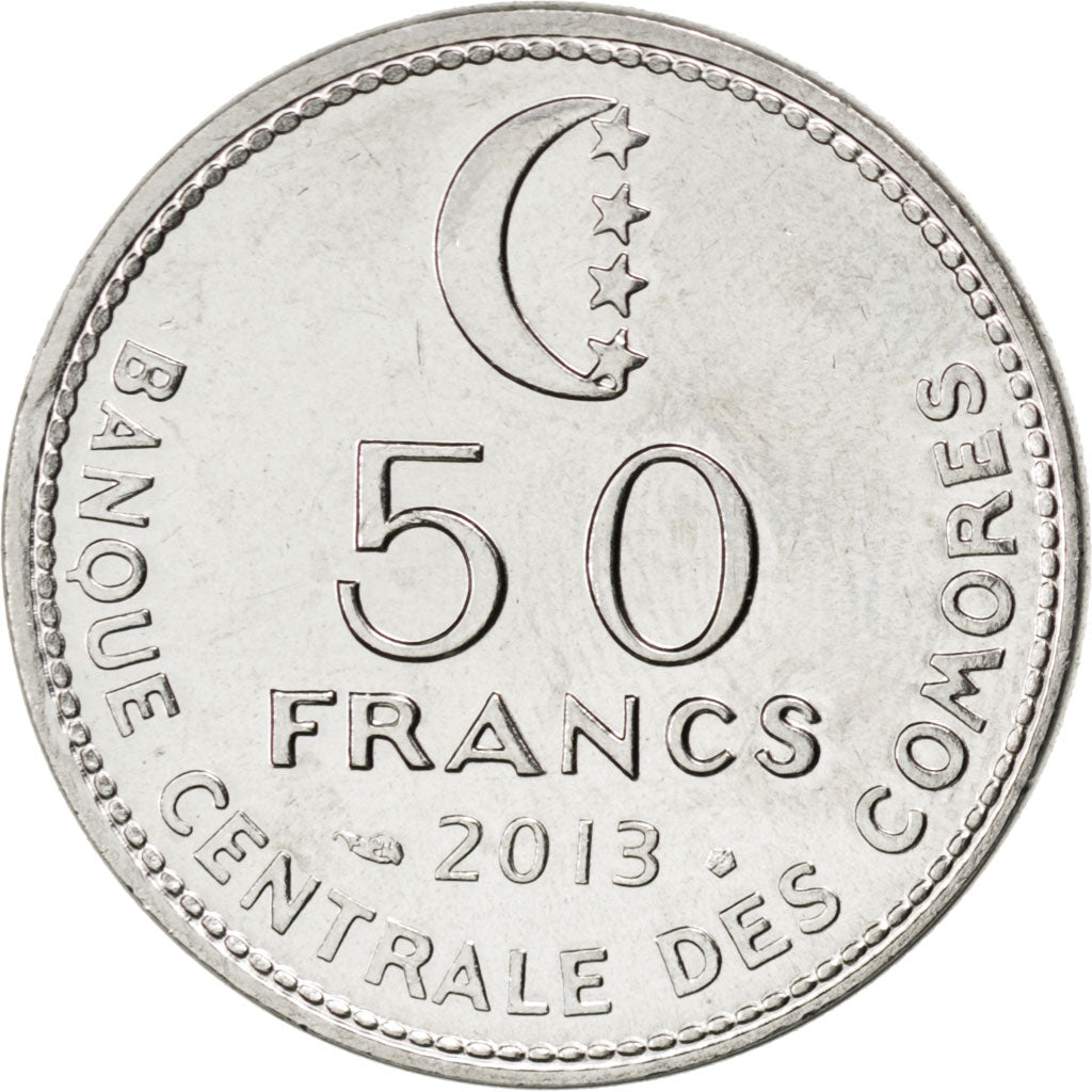 Coin, Comoros, 50 Francs, 2013, MS(63), Nickel plated steel, KM:New