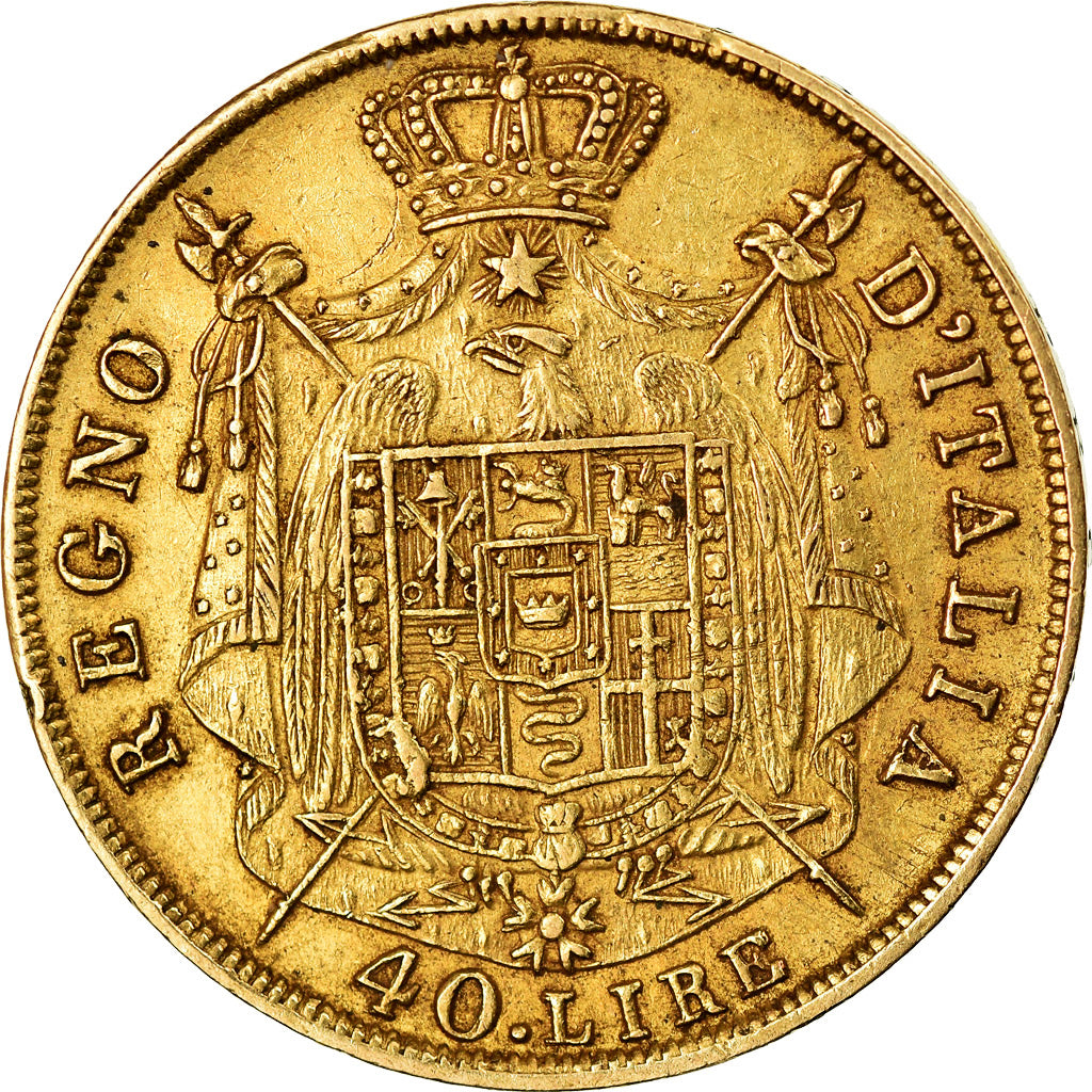 Monnaie, États italiens, KINGDOM OF NAPOLEON, Napoleon I, 40 Lire, 1810, Milan