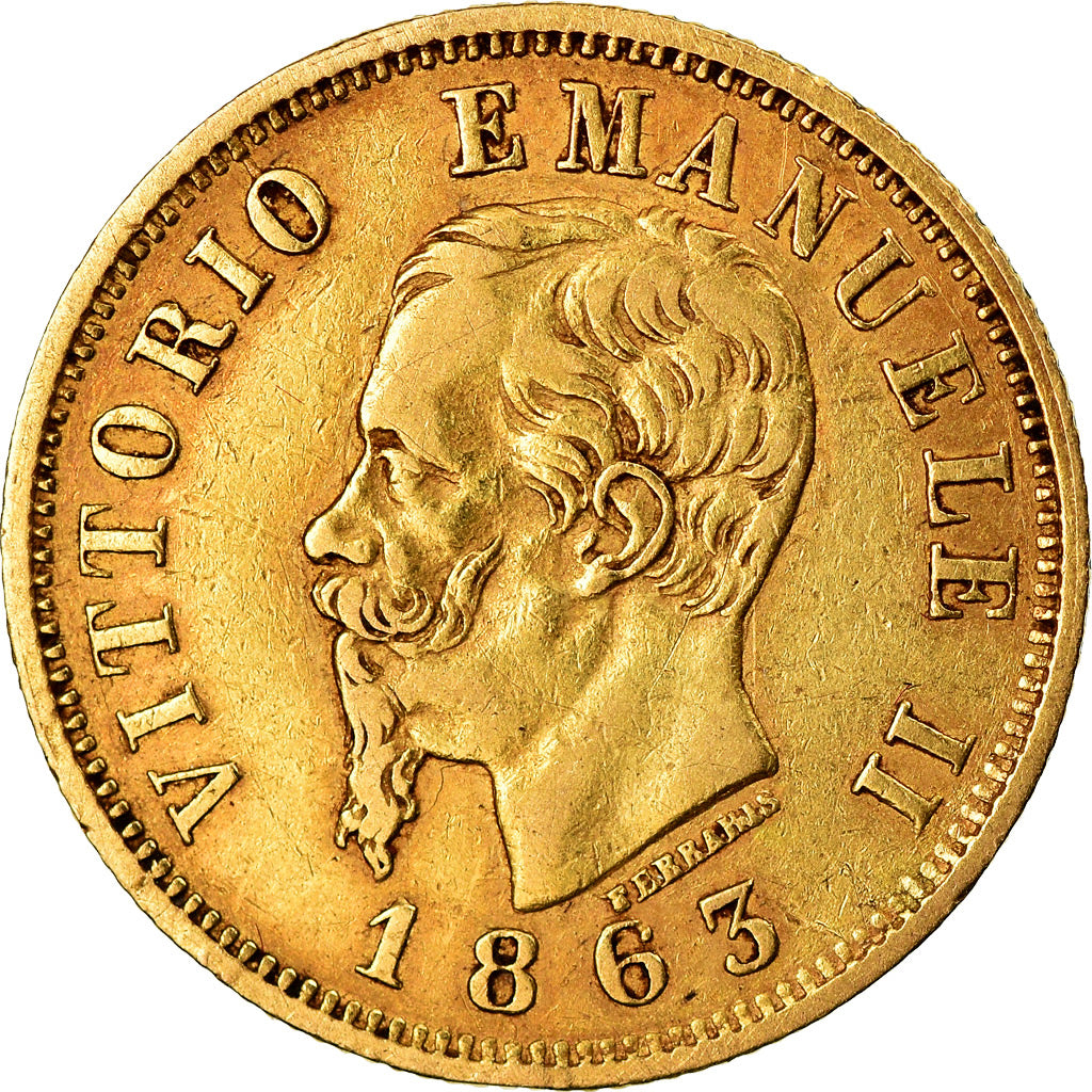 Moneta, Italia, Vittorio Emanuele II, 10 Lire, 1863, Torino, BB, Oro, KM:9.3
