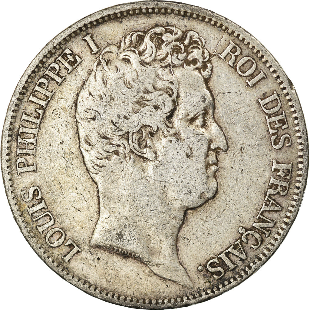Moneda, Francia, Louis-Philippe, 5 Francs, 1830, Rouen, BC+, Plata, KM:735.2