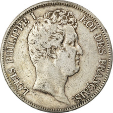 Moneda, Francia, Louis-Philippe, 5 Francs, 1830, Rouen, BC+, Plata, KM:735.2